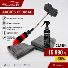Autóápolási csomag mikroszálas teleszkópos kefével, kerámia sprayel, felnitisztító kefével és törölközőkkel